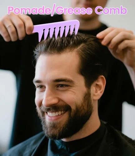 Miniatura 4 de Juego de 6 peines profesionales para el cabello para mujeres y hombres, cola de rata, peines de dientes anchos y finos para cabello rizado