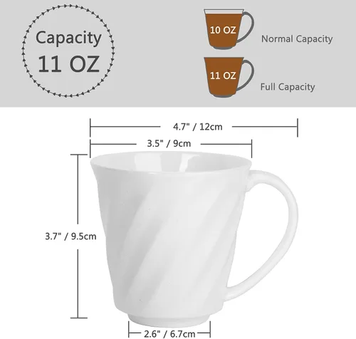 Miniatura 2 de Taza de café de cerámica de hueso fino con asas para bebidas calientes, café, capuchino, latte, cacao, té, perfecta para el hogar (juego de 2)