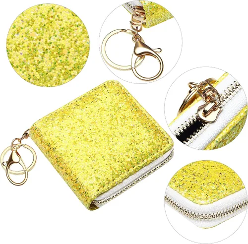 Miniatura 23 de GEEAD - Monedero pequeño con purpurina para mujer o niña, con anillo para llavero
