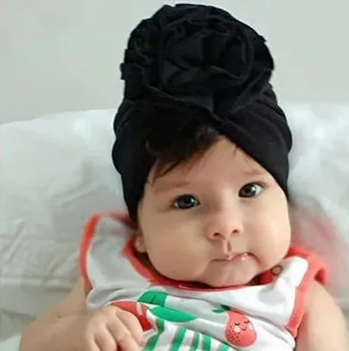Miniatura 4 de inSowni Paquete de 8 gorros de turbante de hospital para guardería con flor grande para bebés, niñas, recién nacidos y bebés
