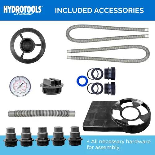 Miniatura 8 de HYDROTOOLS BY SWIMLINE 71225HCK - Combo de filtro de arena de 12 pulgadas con kit de conexión para piscinas de lados suaves, compatible con Intex