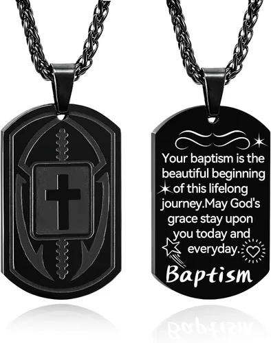 Miniatura 7 de Collar de cruz de versículo bíblico de fútbol para hombres, regalo religioso de acero inoxidable, joyería deportiva de fútbol, regalos de Pascua