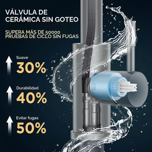 Miniatura 6 de FORIOUS Grifo de cocina con rociador desplegable, níquel cepillado, arco alto, moderno, clásico, grifo de fregadero de acero inoxidable con placa