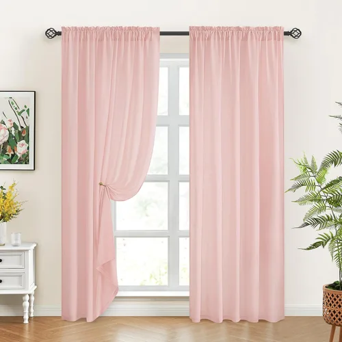Miniatura 36 de HOMEIDEAS Cortinas Transparentes de Privacidad Blancas No Transparentes, 52 X 45 Pulgadas de Largo 2 Paneles Cortinas Transparentes Filtradoras