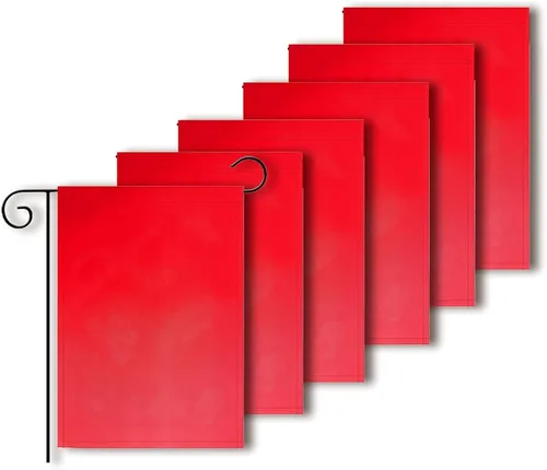 Muka 6 banderas decorativas de jardín en blanco de color sólido, pancartas de poliéster para decoración, 12 x 18 pulgadas, color rojo, doble cara