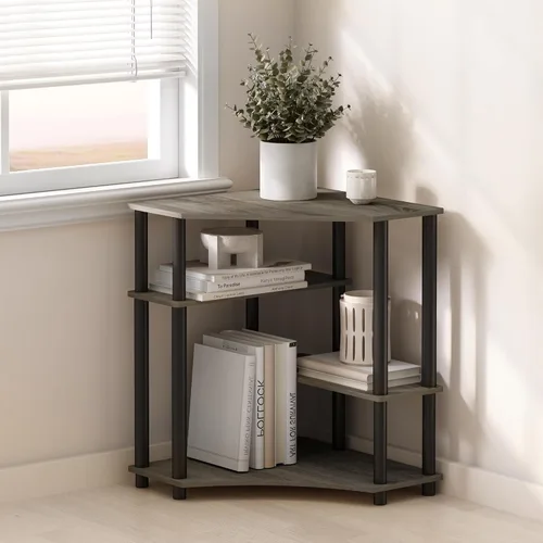Miniatura 40 de Furinno Turn-N-Tube Estantes de almacenamiento, estante esquinero de 4 niveles, estante de exhibición de montaje sin herramientas, estantería