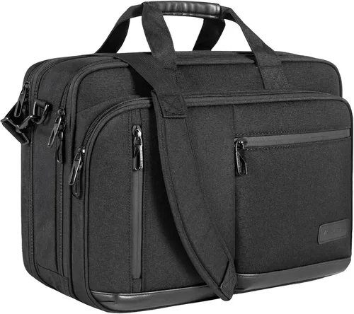 VANKEAN Maletín para laptop para hombres y mujeres, bolsa para laptop de 17.3 pulgadas, bolsa mensajero repelente al agua y expandible con correa,