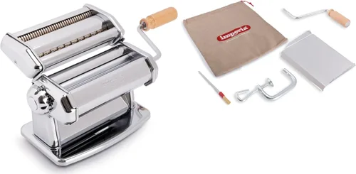 Miniatura 9 de Máquina para hacer pasta Imperia - 100% fabricada en Italia, construcción de acero resistente, dial de bloqueo fácil, mango de agarre de madera