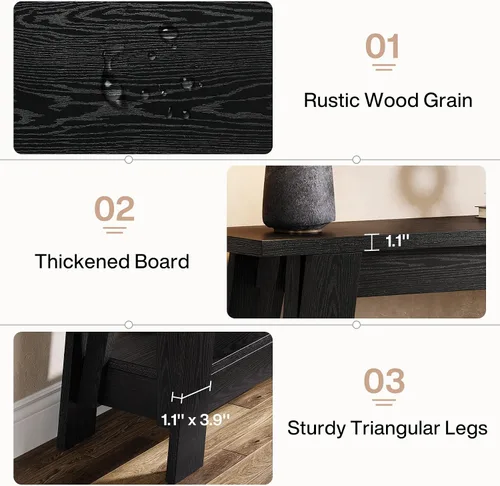 Miniatura 7 de Tribesigns Mesa consola de granja de 41.3 pulgadas, mesa de entrada de madera de 2 niveles con almacenamiento, rústica estrecha detrás del sofá