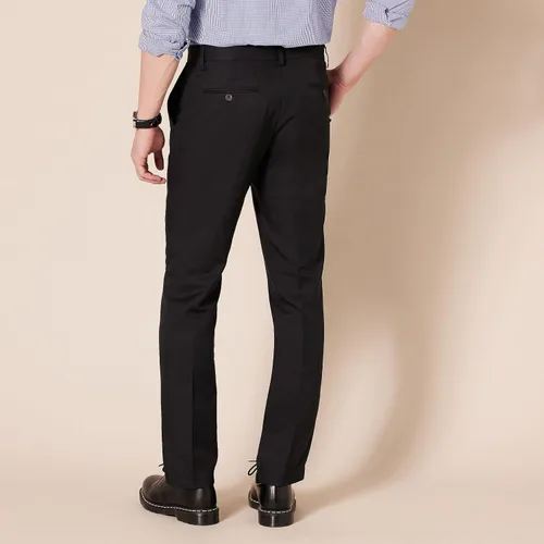 Miniatura 3 de Tienda Essentials - Pantalón de vestir de corte ajustado y diseño frontal plano para hombre