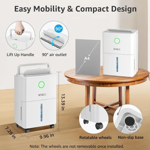 Miniatura 7 de KNKA 1600 sq.ft Dehumidifiers for Basement, 21 Pint Dehumidifiers for Home with Drain Hose, Continuous Drainage, Washable Filter, Intelligent