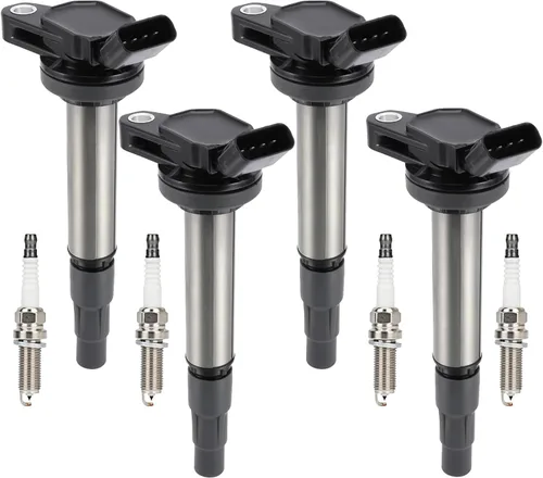 Paquete de bobina de encendido UF596 y bujía de iridio 93501 compatible con Toyota Corolla Matrix Prius C-HR 2009-2014, Pontiac Vibe, Scion xD,