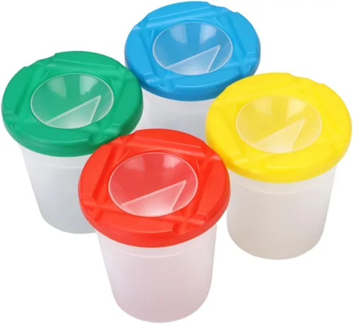 Limpiadores de pinceles de pintura para niños y niñas, cubos de lavado giratorios para acuarelas y gouache, suministros de arte, colores aleatorios
