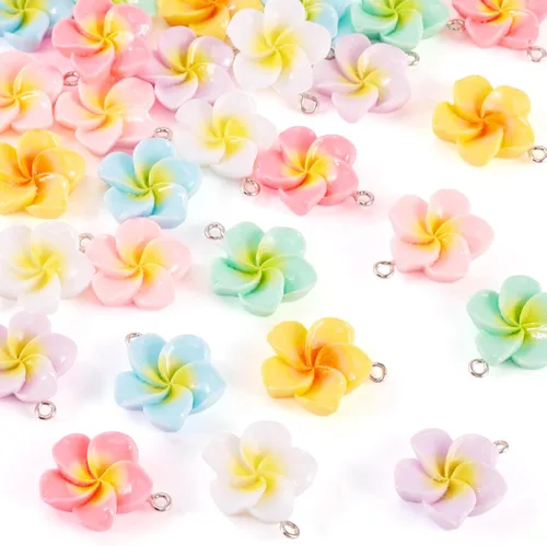 Miniatura 14 de Dijes de girasol de resina para hacer joyas, coloridos colgantes de flores de margaritas de verano, cuentas de girasol, adornos para pulseras, Flor