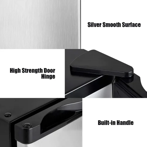Miniatura 8 de COSTWAY Congelador vertical compacto de 1.1 pies cúbicos, tamaño mini con puerta reversible de acero inoxidable y estantes extraíbles ajustables