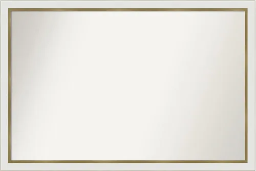 Miniatura 308 de Amanti Art Espejo de baño blanco para sobre el fregadero, 30 x 35 pulgadas, espejo de tocador rectangular estrecho de Eva de oro blanco, marco