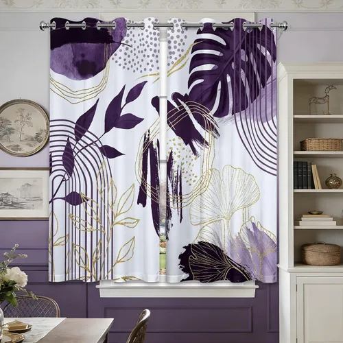Miniatura 25 de Cortinas opacas negras y doradas, cortinas modernas de mediados de siglo para dormitorio, sala de estar, 63 pulgadas de largo, juego de 2 paneles