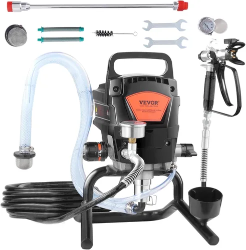 Miniatura 10 de VEVOR Pulverizador de pintura sin aire de soporte, pulverizador sin aire de alta eficiencia de 650 W, pulverizador de pintura eléctrico de 3000 PSI
