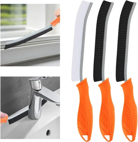 Miniatura 13 de TQRR 3 piezas cepillo de cerdas duras para limpieza de grietas, cepillo de limpieza, cepillo de limpieza para fregadero de cocina, cepillo para Negro