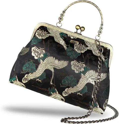 Miniatura 99 de Bolso floral con asa superior, bolso de noche Kiss Lock para mujer, bolso vintage