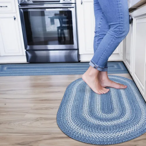 Miniatura 13 de Homespice Alfombras de Área Ovaladas Trenzadas de Yute Denim Azul de 8x10 pies para Sala de Estar, Dormitorio y Comedor. Apto para Mascotas. Estilos