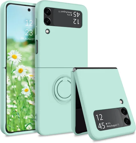 Miniatura 13 de GaoBao Funda protectora para Samsung Galaxy Z Flip 3 5G, Galaxy Z Flip 3 5G de 6.7 pulgadas, silicona líquida de gel suave, a prueba de golpes, Negro