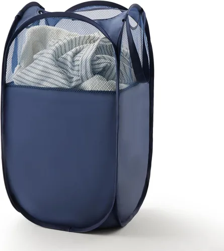 Miniatura 44 de TECHMILLY Cesta plegable de malla para la ropa sucia con asas resistentes y bolsillo lateral, cestas plegables portátiles para ropa para dormitorio