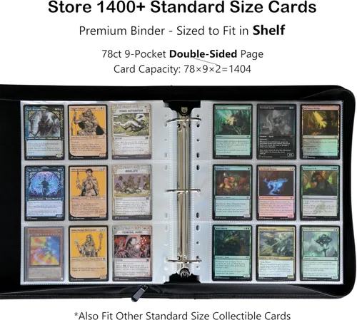 Miniatura 2 de Carpeta de tarjetas coleccionables con 9 bolsillos para 1404 tarjetas, tarjetero de metal con anilla en D con 78 páginas transparentes de doble Azul