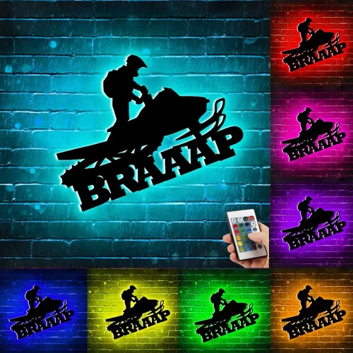 Miniatura 20 de Arte de pared de metal personalizado para motocross con luz LED, luz nocturna personalizada con nombre de motocross, decoración de lámpara de neón