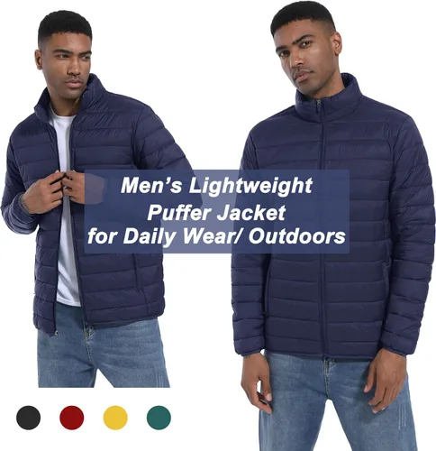 Miniatura 7 de MAGCOMSEN Chaqueta acolchada para hombre, abrigo de invierno ligero y cálido, repelente al agua, chaqueta aislante a prueba de viento