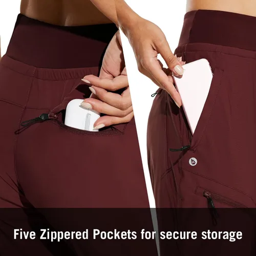 Miniatura 6 de BALEAF Pantalones deportivos ligeros de senderismo para mujer, con bolsillos con cremallera, cintura alta, secado rápido, para viajes, campamento