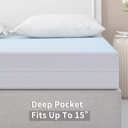 Miniatura 5 de JET'S HOME Funda de colchón con cremallera individual, protector de colchón impermeable de 6 caras con cremallera, lavable a máquina para 10-15