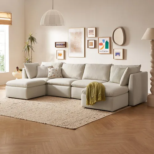 Miniatura 26 de mopio Sofá Seccional Modular de Gran Tamaño con Fundas Completamente Extraíbles y Almacenamiento, Convertible en Forma de U, en Forma de L