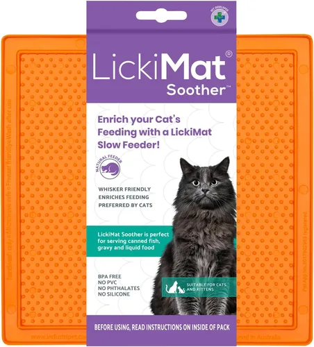 LickiMat Chupete clásico, tapete para lamer lento para gatos, reductor de ansiedad y aburrimiento; perfecto para alimentos, golosinas, yogur o
