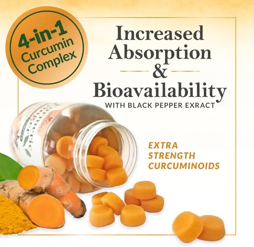 Miniatura 5 de Gomitas de suplemento de curcumina de cúrcuma – 95% de curcuminoides con cúrcuma y jengibre, pimienta negra para una mejor absorción, apoyo