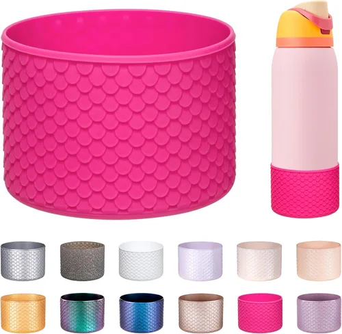 Miniatura 30 de Silicone Boot for Owala Water Bottle 24oz 32oz 40oz, Anti-Slip Protective Sleeve Bottom Bumper Protector for FreeSip, Twist, and Flip Stainless Rosa