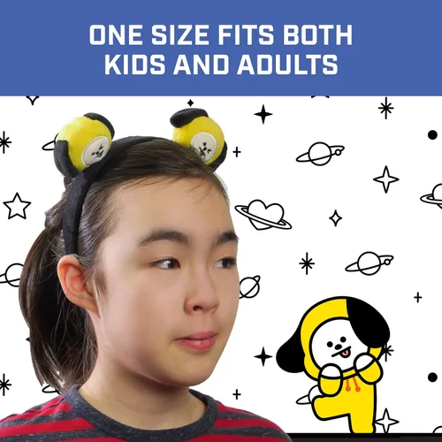 Miniatura 3 de Concept One BT21 LINE FRIENDS - Diadema bordada de felpa 3D para mujer, Chimmy