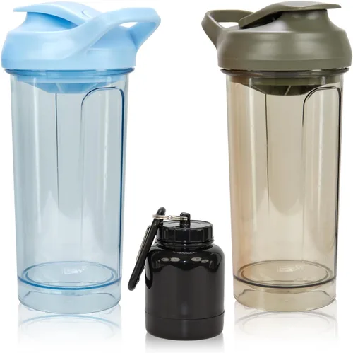 Miniatura 13 de Botella mezcladora de proteínas de 20 onzas, vasos mezcladores de proteínas a prueba de fugas para gimnasio, fitness y suplementos, material PETG