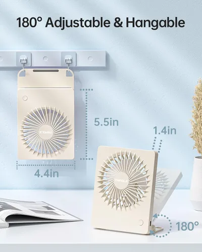 Miniatura 7 de TriPole - Ventilador de escritorio mini portátil recargable, ultra silencioso, pequeño de 4.5 pulgadas, para viajes personales con inclinación