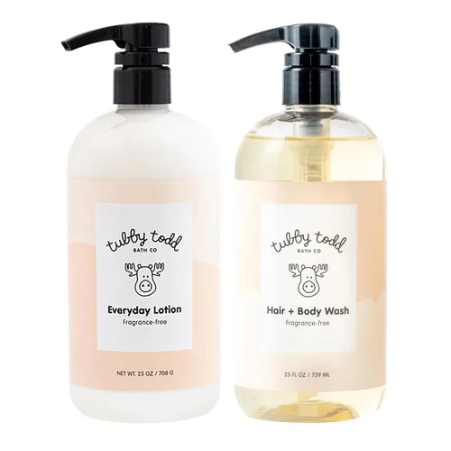 Tubby Todd's - Juego de jabón corporal y loción para bebé, cuidado de la piel suave, hipoalergénico para recién nacidos y niños pequeños, 25 onzas,