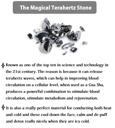 Miniatura 6 de Auténtico Terahertz Piedra Gua Sha Herramientas de raspado Linfático Drenaje Masajeador Facial Energía Belleza Herramientas