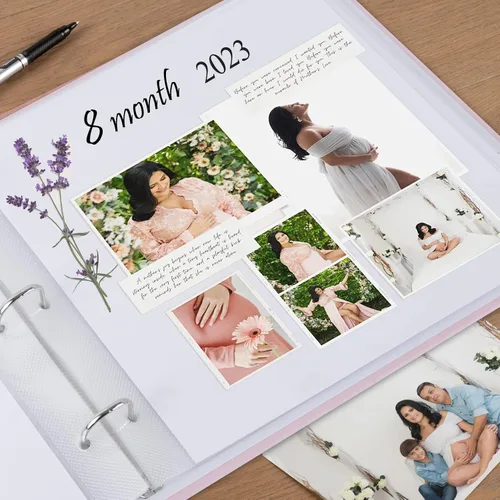 Miniatura 6 de 1DOT2 Álbum de fotos scrapbook DIY de 10 x 10 pulgadas con 3 anillos, con 30 fundas de plástico, 60 páginas y cubierta de tela para bebé, viajes