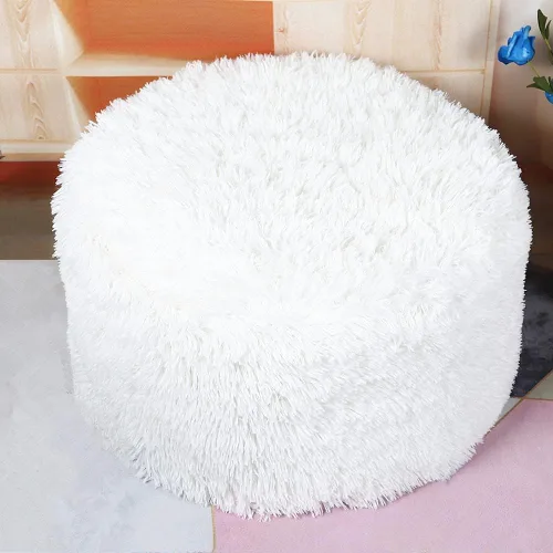 Miniatura 6 de Asuprui Puf Otomano Sin Relleno Reposapiés Otomano 20x12 Pulgadas Puf de Piso Redondo Piso Silla Bean Bag Sin Relleno Reposapiés con Almacenamiento