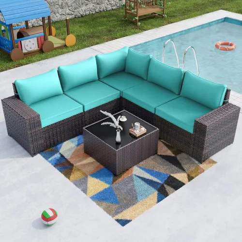 Miniatura 88 de Kullavik Juego de 13 muebles de patio al aire libre con mesa de fogata de gas propano de 43 pulgadas, 55000 BTU, mimbre de polietileno, sofá Arena