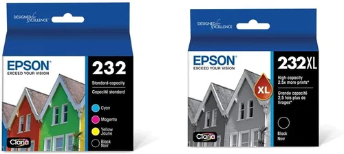Epson Cartucho de tinta negra T232, alta capacidad y cartuchos de tinta combinados negros y colores T232, capacidad estándar