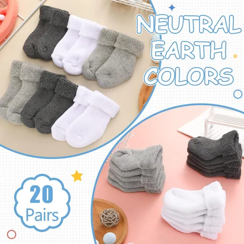 Miniatura 3 de Janmercy 20 Pair Preemie Socks Baby Boy Girls Newborn Premature Terry Cotton Socks for Unisex Baby