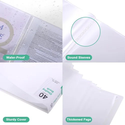 Miniatura 2 de Organizador de carpeta portafolio de 60 bolsillos Phyxin, protectores de hojas para carpeta de 8.5" x 11", carpeta de plástico que muestra 120 Blanco