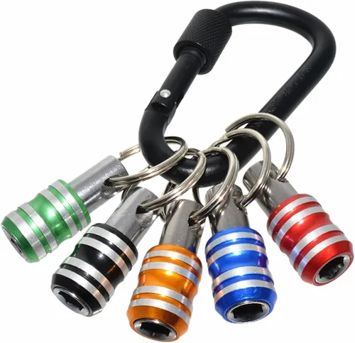 5 llaveros con soporte para brocas, vástago hexagonal de 1/4 de pulgada, soporte de broca de liberación rápida para destornillador de impacto,