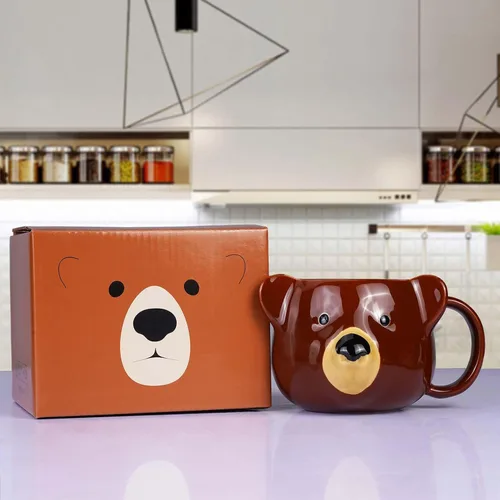 Miniatura 3 de Taza de Oso de 14 oz Taza de Café de Cerámica Taza de Té de Porcelana 3D para Mujeres y Hombres - Regalos de Oso Kawaii para Navidad, Inauguración