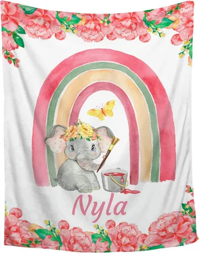 Miniatura 41 de Manta personalizada con nombre, manta personalizada para bebé, regalos conmemorativos para envolver cumpleaños de niños pequeños, mariposa
